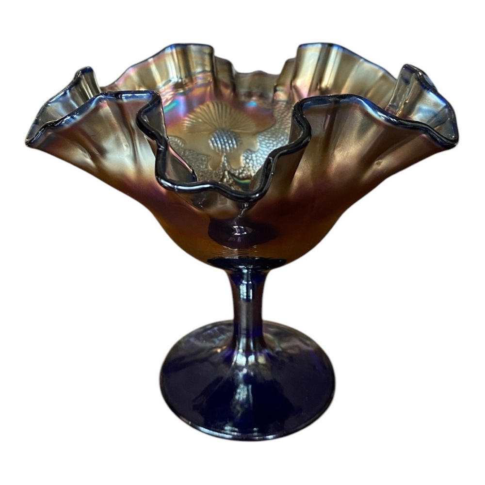Fenton Antique Iridescent Glass Compote Dish